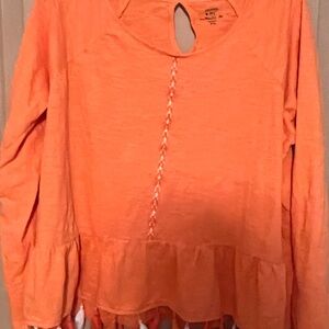 crown & ivy Orange Peasant Blouse